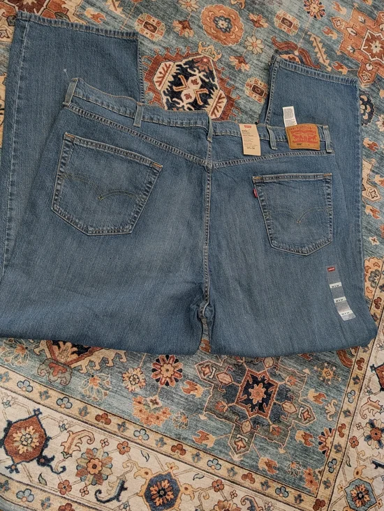 Brand New 559 Levi's light blue denim relaxed straight jeans with red tab 50x34 - Picture 3 of 6